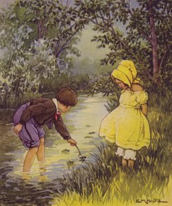 O Jardim de Versos de uma Criança: Where Go the Boats? (cor litho) de Clara Miller Burd