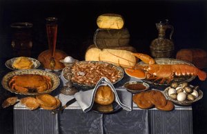 Still Life with Crab, Shrimps and Lobster par Peeters, Clara (1594-1658), ca 1637-1640 - Óleo sobre madeira, 70,8x108,9 - Museum of Fine Arts, Houston