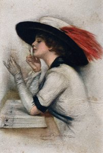 Uma elegante jovem mulher que votou nas eleições de 1920 nos Estados Unidos, século 20 (cor litho) de Clarence F. Underwood