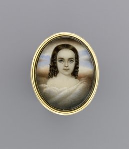 Retrato de uma menina, c.1852 (aquarela sobre marfim) de Clarissa Peters