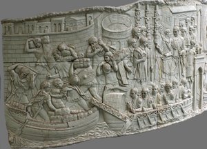As galés romanas. Detalhe de relevo da coluna de Trajano, séculos I e II