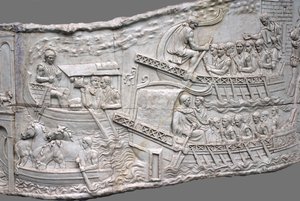 As galés romanas. Detalhe de relevo da coluna de Trajano, séculos I e II