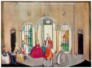 A Ópera do Mendigo, Cena, Uma Taberna perto de Newgate (cor litho)