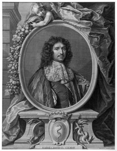 Retrato de Jean Baptiste (Jean-Baptiste) Colbert (1619-1683) de Benoît I Audran depois de Claude Lefebvre, Engraving 1709. de Claude (after) Lefebvre