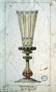 Decoração para flautas de champanhe, desenho a aguarela, Claude-Aymé Chenavard de Claude Amie Chenavard