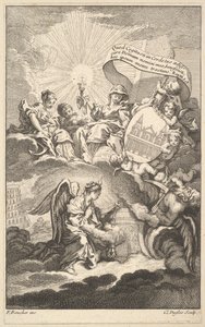 Frontispício, do Edifício de São Sulpício de Alexis Piron, ca. 1744. de Claude Augustin Duflos