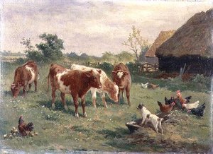 Dog in the Manger (óleo sobre tela colocado no painel) (para par ver 70858) de Claude Cardon