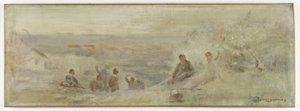 Esboço para a Câmara Municipal de Montreuil-sous-Bois: Paisagem - Repouso sob as árvores, em 1892 (óleo sobre tela) de Claude Charles Bourgonnier
