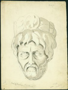 Cabeça de um homem, 1874 (wc e lápis sobre papel) de Claude Conder