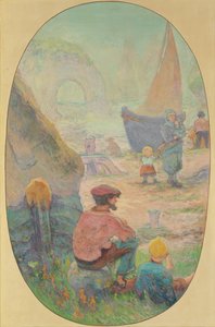 Pescadores em Etretat; Pecheurs a Etretat