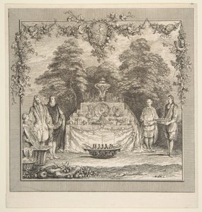 O Lanche Preparado em um Jardim.n.d. Criadores: Claude Gillot, Jacques Gabriel Huquier.
