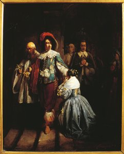 Carlos I da Inglaterra (1600-1649) sendo levado à morte. (óleo sobre tela) de Claude Jacquand