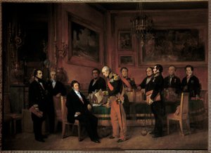 Conselho de Ministros no Palais des Tuileries, Marechal Soult apresenta a Louis Philippe I (1773-1850) a lei do regimento em 15 de agosto