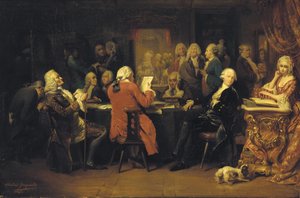 Voltaire na sala de leitura do Procope