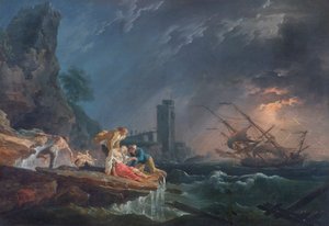 Um Naufrágio, c.1760-65 (óleo sobre tela) de Claude Joseph (after) Vernet