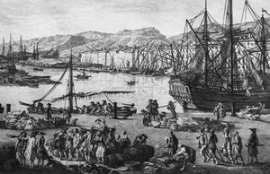 Velho Porto de Toulon, visto das lojas do quartermaster, série 