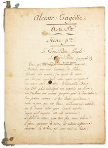 Manuscrito de "Alceste" de Claude-Joseph Dorat