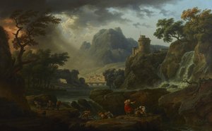 Uma paisagem montanhosa com uma tempestade se aproximando de Claude Joseph Vernet