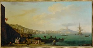 Uma vista de Nápoles e do Vesúvio ... de Claude Joseph Vernet
