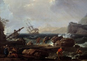 Cena do naufrágio Pintura de Joseph Vernet (1714-1789) Século XVIII Montpellier, Musee Fabre de Claude Joseph Vernet
