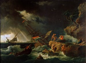 Tempestade no mar, década de 1740. de Claude Joseph Vernet