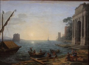 Um porto marítimo ao nascer do sol de Claude Lorrain