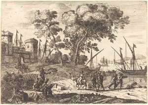 Cena da costa com um artista (Le dessinateur) de Claude Lorrain