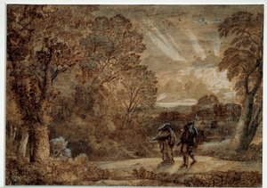 O Enee e o sibilo do esperma. Desenho de Claude Gellee dit Le Lorrain (1600-1682) de Claude Lorrain