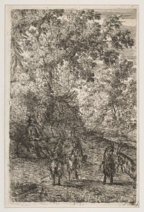Quatro cabras seção esquerda de The Goats, ca. 1630-33. de Claude Lorrain