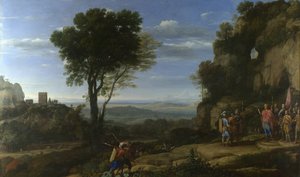 Paisagem com David na caverna de Adullam, 1658 de Claude Lorrain