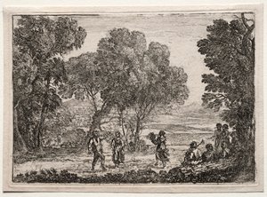 Paisagem com um prato pequeno de dança country, c. 1637 de Claude Lorrain