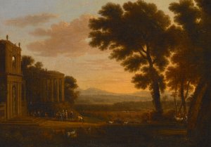 Paisagem com o Pai da Psiquê Sacrificar-se no Templo de Apollo de Milesian de Claude Lorrain