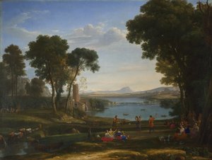 Paisagem com o casamento de Isaac e Rebecca, 1648 de Claude Lorrain