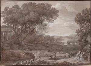Paisagem com o Repouso na Fuga para o Egito, 1660 de Claude Lorrain