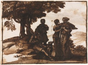 Cena Pastoral com Figuras Clássicas, c. 1640-1645. de Claude Lorrain
