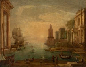 Porto com Ulysses restituindo Chryseis a seu pai Chryses de Claude Lorrain