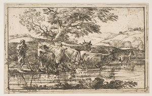 O rebanho no local de rega, 1635. de Claude Lorrain
