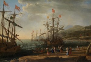 As mulheres de Troia ateando fogo em sua frota, ca. 1643 de Claude Lorrain