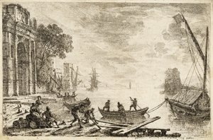 Cena do Porto com Sol Nascente, 1634 de Claude Lorrain