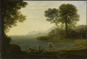 O embarque de Carlo e Ubaldo, 1667 de Claude Lorrain