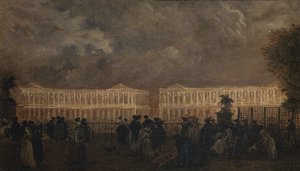 Iluminação da Praça Louis-XV por ocasião do nascimento do Delfim, outubro de 1781, cerca de 1781 (óleo sobre tela) de Claude Louis Chatelet