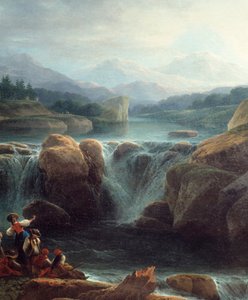 A cachoeira Detalhe. Quadro de Claude Louis Chatelet