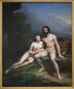 Adão e Eva. Pintura de Claude Marie Dubufe (1790-1864), Oil On Canvas