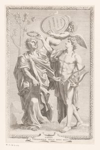 Apolo coroa Publius Vergilius Maro Título da página: Publius Vergilius Maro, Publius Virgilius Maronis Opera, 1641 de Claude Mellan