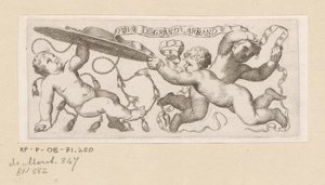 Três putti com chapéu cardinal e banda de Claude Mellan