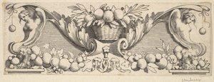 Faixa para a cabeça: Cesta de frutas. de Claude Mellan
