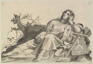Mary Magdalen Meditando. de Claude Mellan