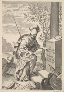 Minerva Instrui o Delfim, 1640. de Claude Mellan