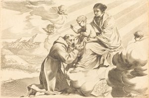 São Francisco adorando o Menino Jesus de Claude Mellan