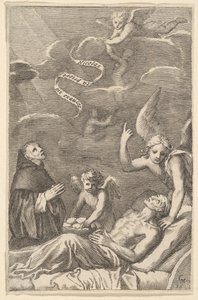 São Nicolau orando por um moribundo. de Claude Mellan